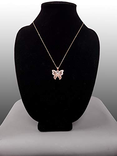10K Rose Gold Filigree Butterfly Pendant Necklace for Women - Elegant Midsize Jewelry Gift for Birthday, Anniversary & Special Occasions