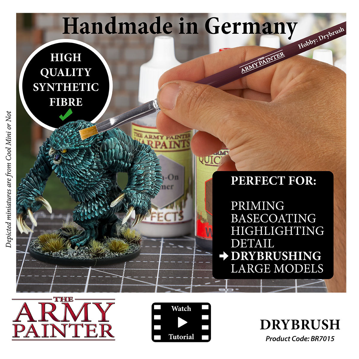 Dry Brush for Miniature Painting - Professional Hobby Brush Set for Warhammer, D&D & Model Kits - Perfect for Detailing, Dry Brushing & Texture Effects