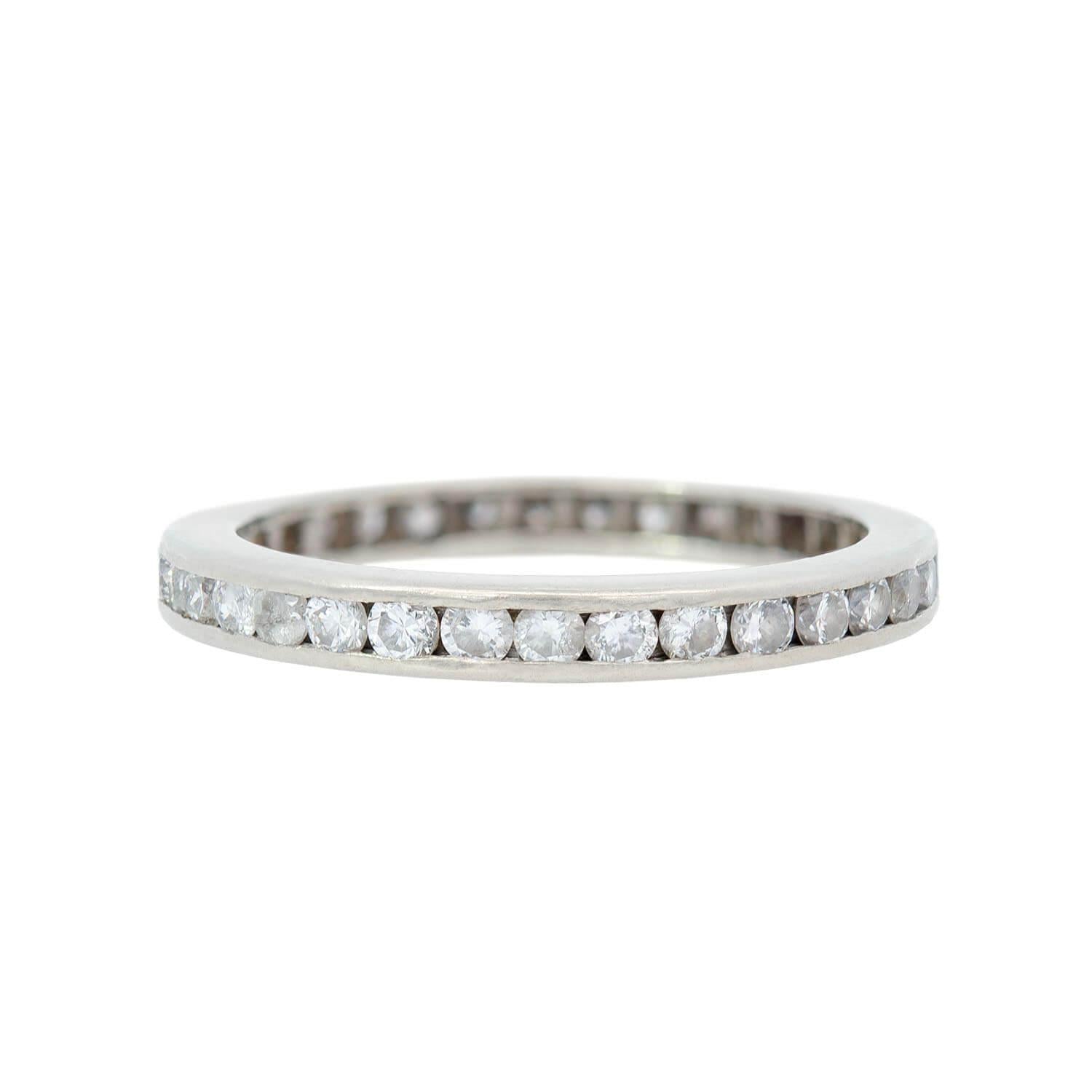 Art Deco Platinum and Diamond Eternity Band Ring - 0.75 Carat Total Weight (CTW) - Vintage Inspired Wedding Band for Women - Perfect for Anniversaries, Engagements & Special Occasions