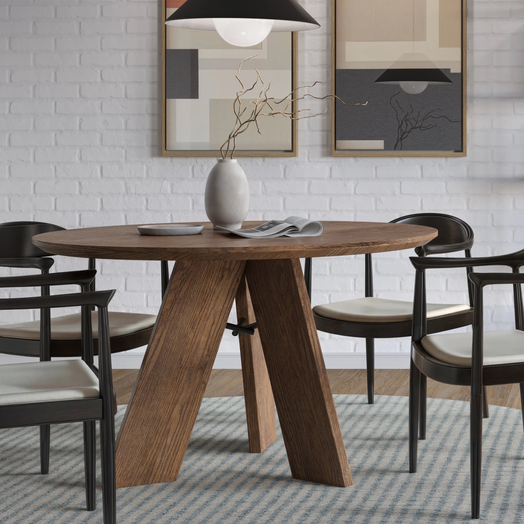 Stylish Cascais Round Dining Table - Modern Wooden Kitchen Table for 4-6 People | Perfect for Small Spaces, Breakfast Nooks & Cozy Family Meals
