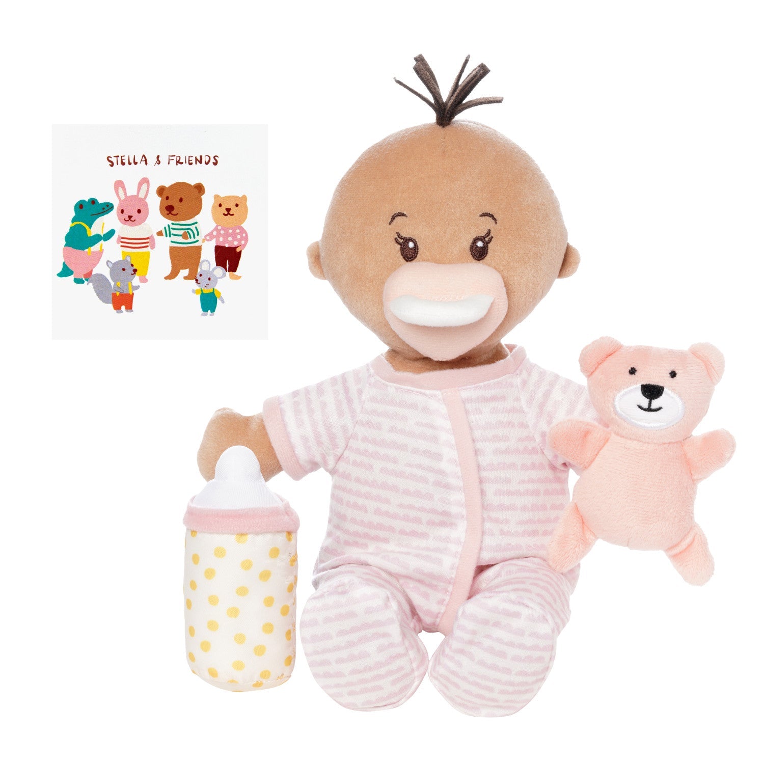 Love, Stella Sleepy Time Set - Beige Plush Doll with Brown Hair Tuft | Cute Stuffed Animal for Kids, Nursery Decor & Gift Idea