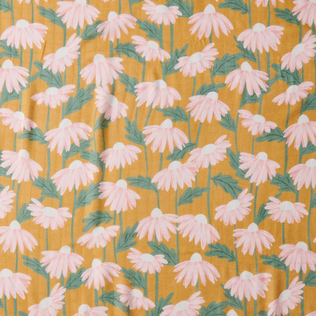 Mustard Yellow Daisy Print Bamboo Swaddle Blanket - Soft & Breathable Baby Wrap for Newborns - Perfect for Swaddling, Nursing & Photo Shoots