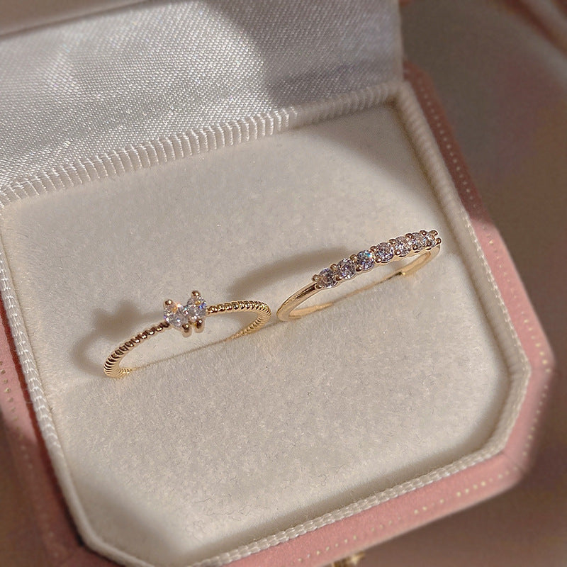 Minimalist Tiny Heart Stacking Rings Set - Dainty Gold & Silver Layering Rings for Women | HR617 | Perfect for Everyday Wear, Stacking Jewelry Trend & Gift Giving