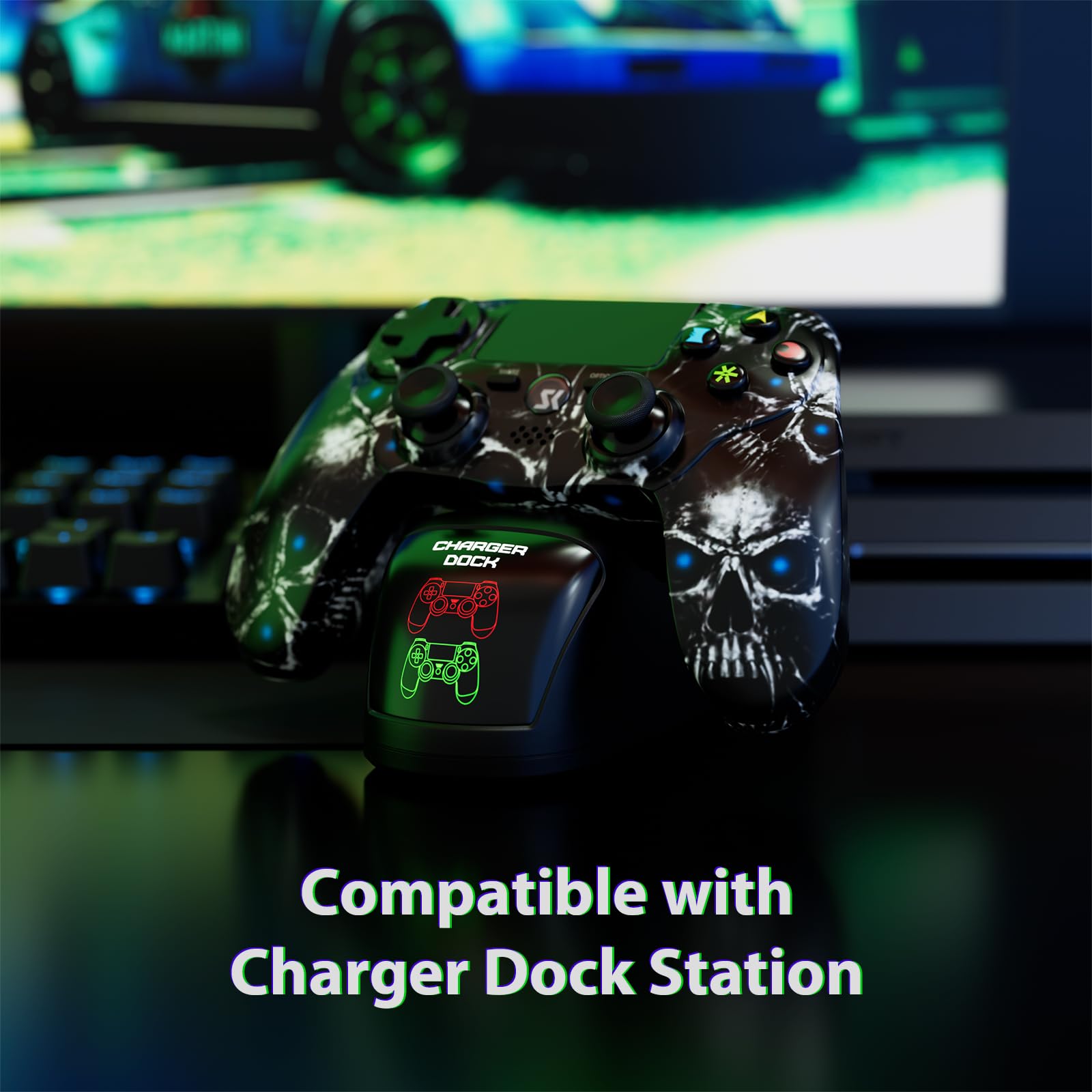 Wireless PS4 Controller for Sony PlayStation 4/Slim/Pro - Black Gamepad with Dual Shock Vibration, 6-Axis Motion Sensor, Touch Pad, Built-in Speaker & 3.5mm Audio Jack - Long-Lasting 800mAh Battery - Perfect for Gaming, Streaming & Multiplayer Sessions