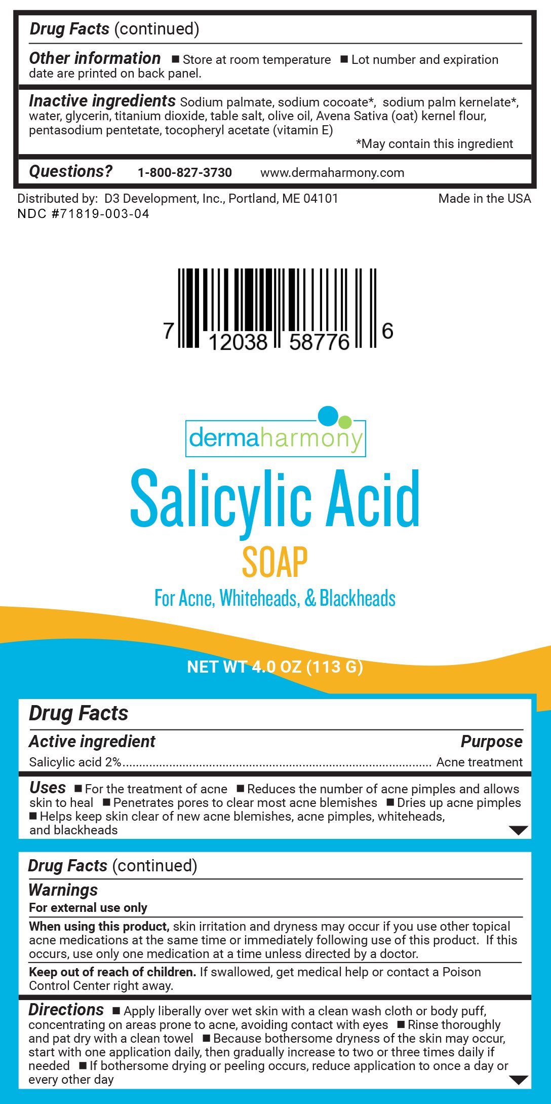 2% Salicylic Acid Acne Treatment Soap - Natural Face & Body Cleanser for Oily & Acne-Prone Skin (4 oz Bar) - Gentle Exfoliating for Clear Skin, Perfect for Daily Skincare Routine