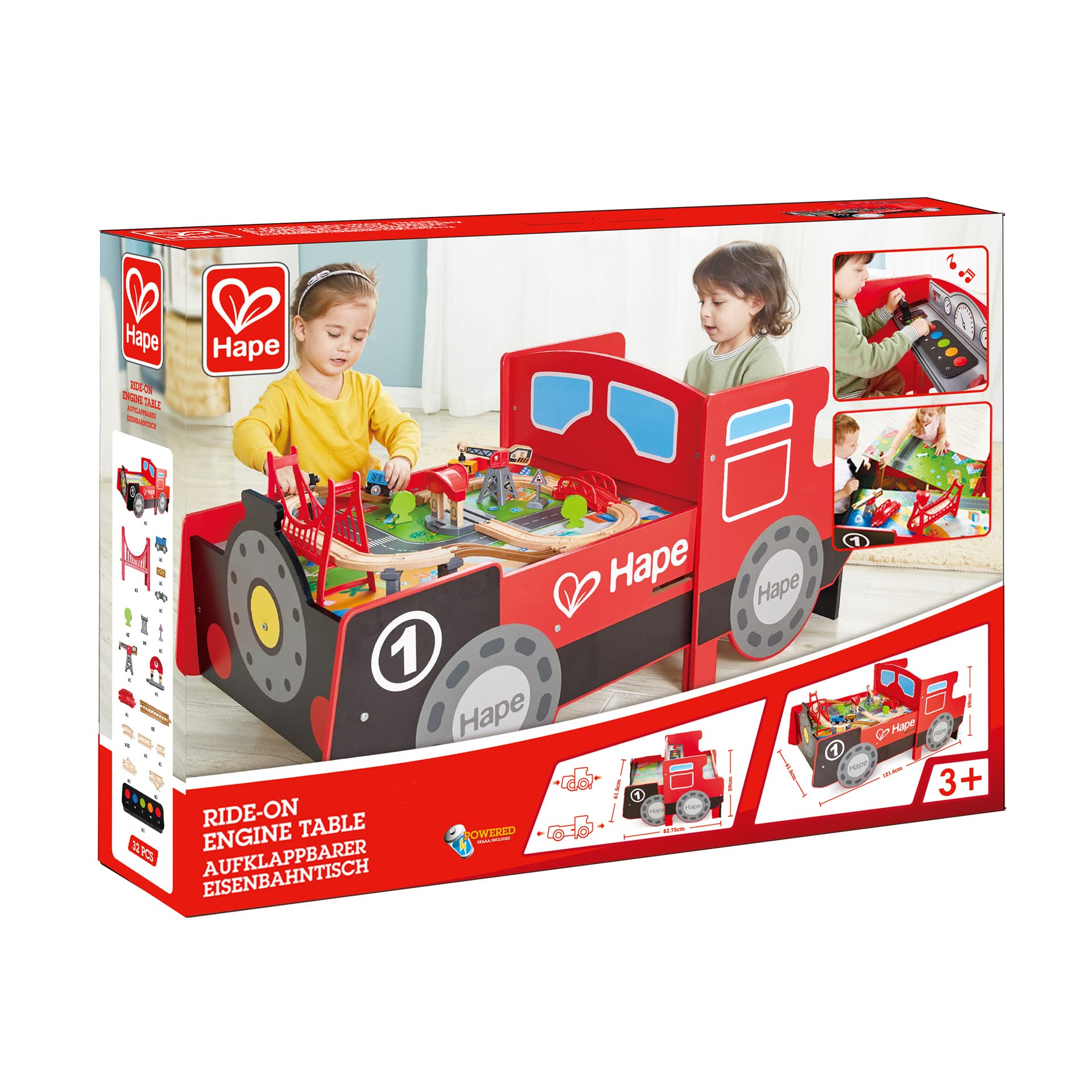Hape Busy City Rail Set - Foldable Ride-On Train Table Toy for Kids | Pretend Play, Learning & Fun for Toddlers & Preschoolers | Perfect for Bedrooms, Playrooms & Daycares
