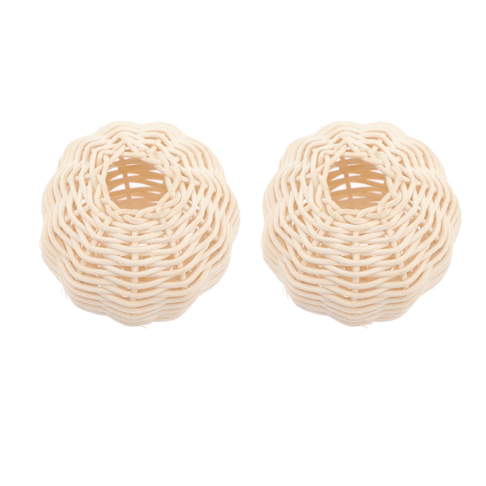 2-Pack White Woven Rattan Pendant Lamp Shades - Natural Boho Chandelier Light Covers for Bedroom, Living Room & Patio Decor - Perfect Housewarming Gift