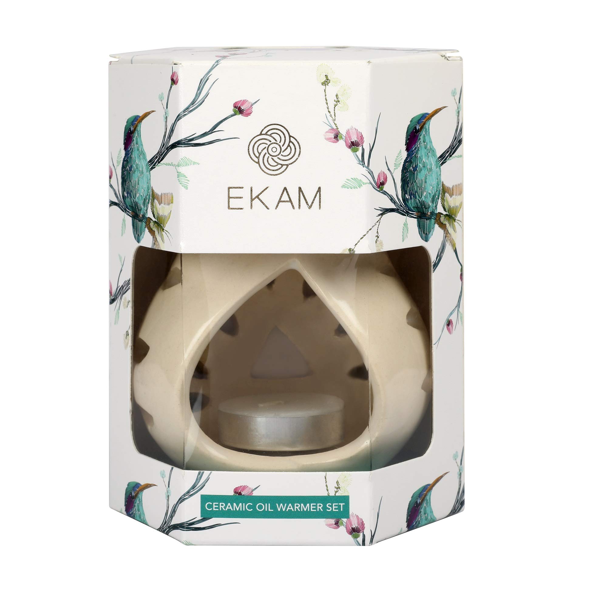 EKAM® Lavender Ceramic Essential Oil Diffuser Set - Aromatherapy Oil Warmer for Home, Spa, Yoga & Relaxation | Perfect Home Decor Gift for Women, Mothers Day & Housewarming | Creates Soothing Ambiance in Bedroom, Office & Bathroom