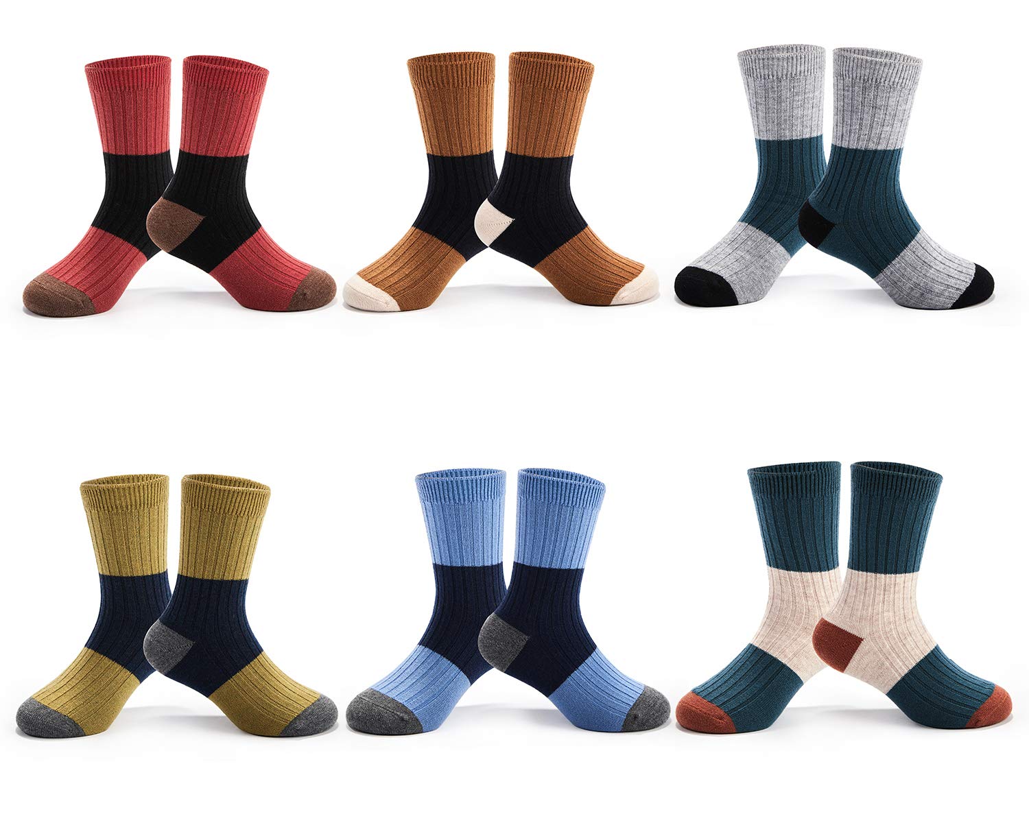 Warm Wool Socks for Boys - 6 Pairs Thermal Winter Crew Socks for Kids | Cozy & Durable Cold Weather Socks for School, Outdoor Play & Snow Activities