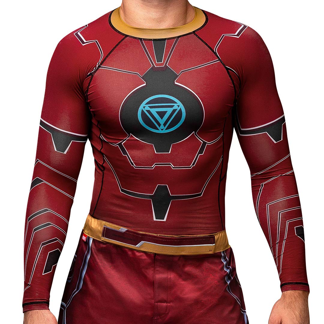 Hayabusa Men's Marvel Hero Elite Long Sleeve Jiu Jitsu Rash Guard - Compression Shirt for MMA, BJJ, Grappling & Training
