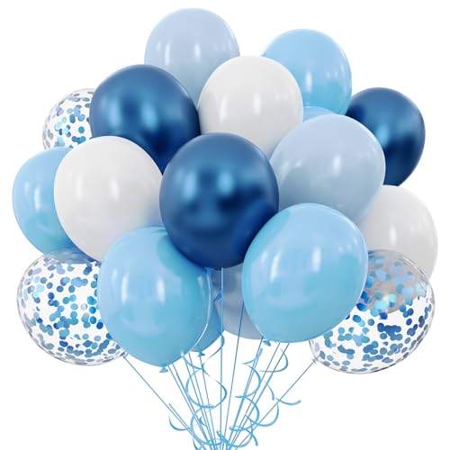 Blue and White Confetti Balloons