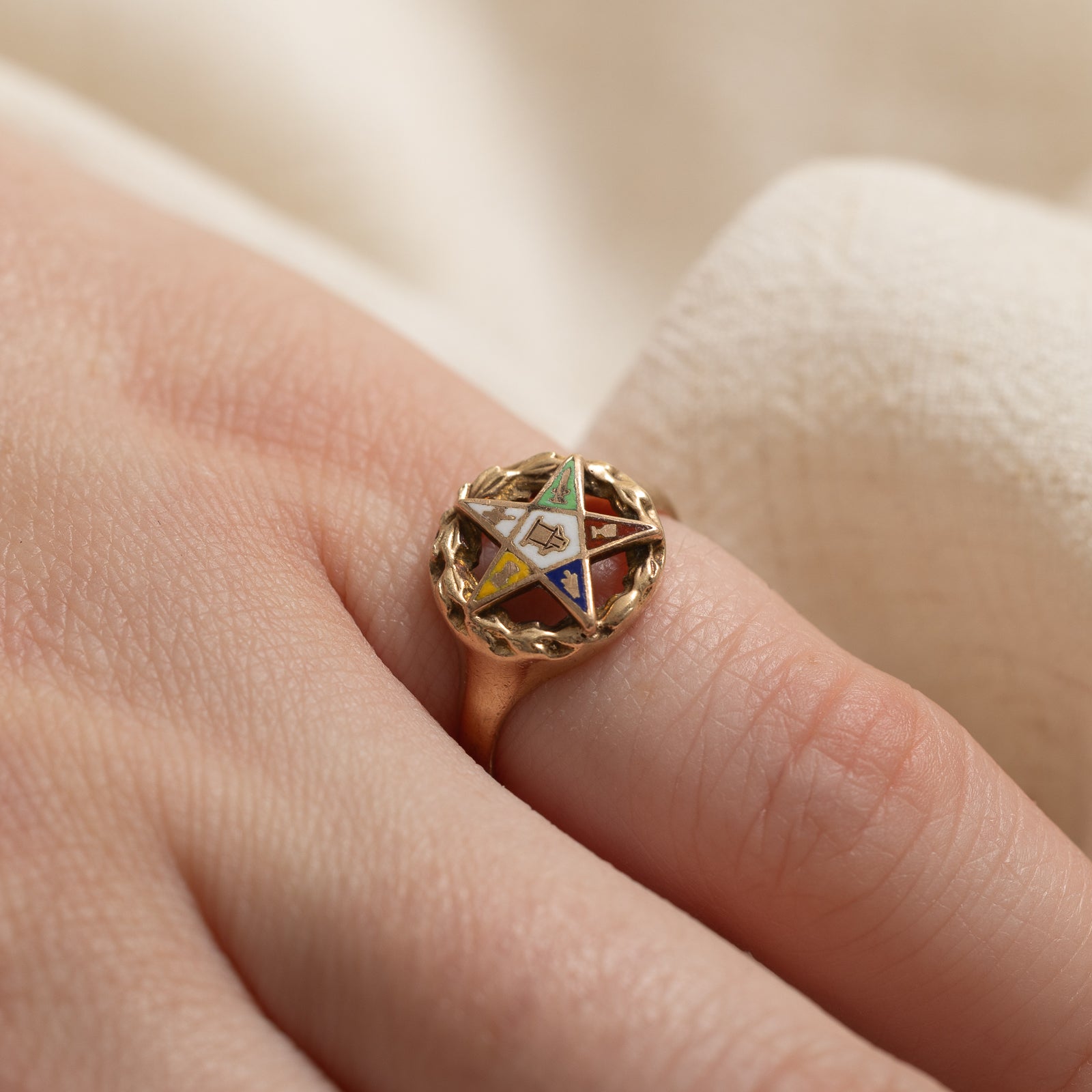 10K Yellow Gold Order of the Eastern Star Ring - Size 4 | Masonic Jewelry for Women, Perfect for Fraternal Events & Special Occasions