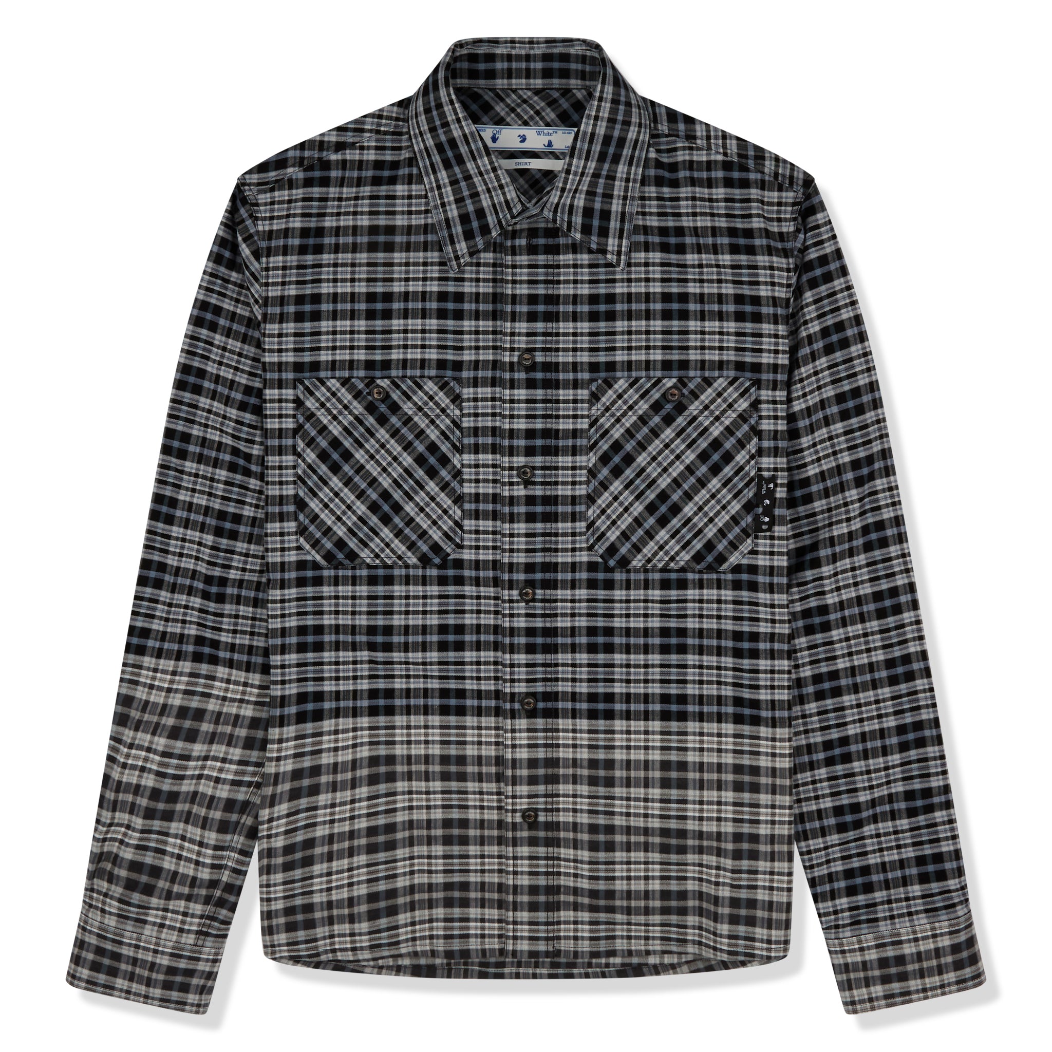 Off White Hands Off Check Flannel Shirt for Men & Women - Vintage Plaid Button Up Shirt for Casual Wear, Street Style & Layering