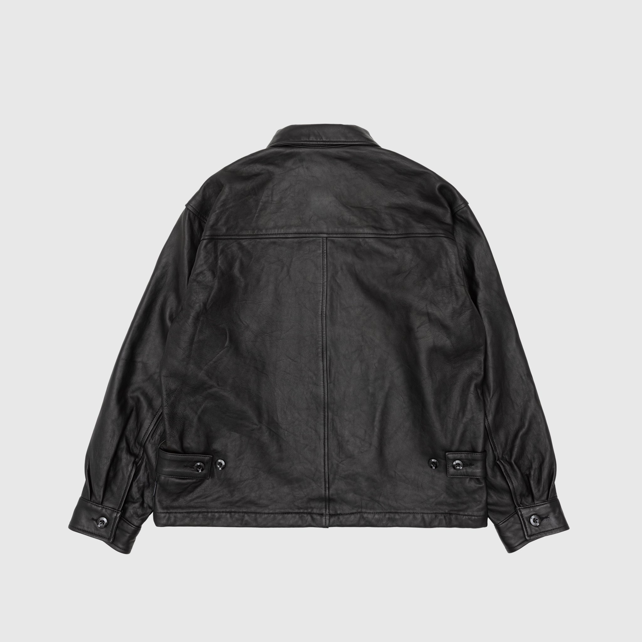 Premium Genuine Leather Zip Work Jacket for Men - Durable & Stylish Outerwear for Business Casual & Outdoor Activities