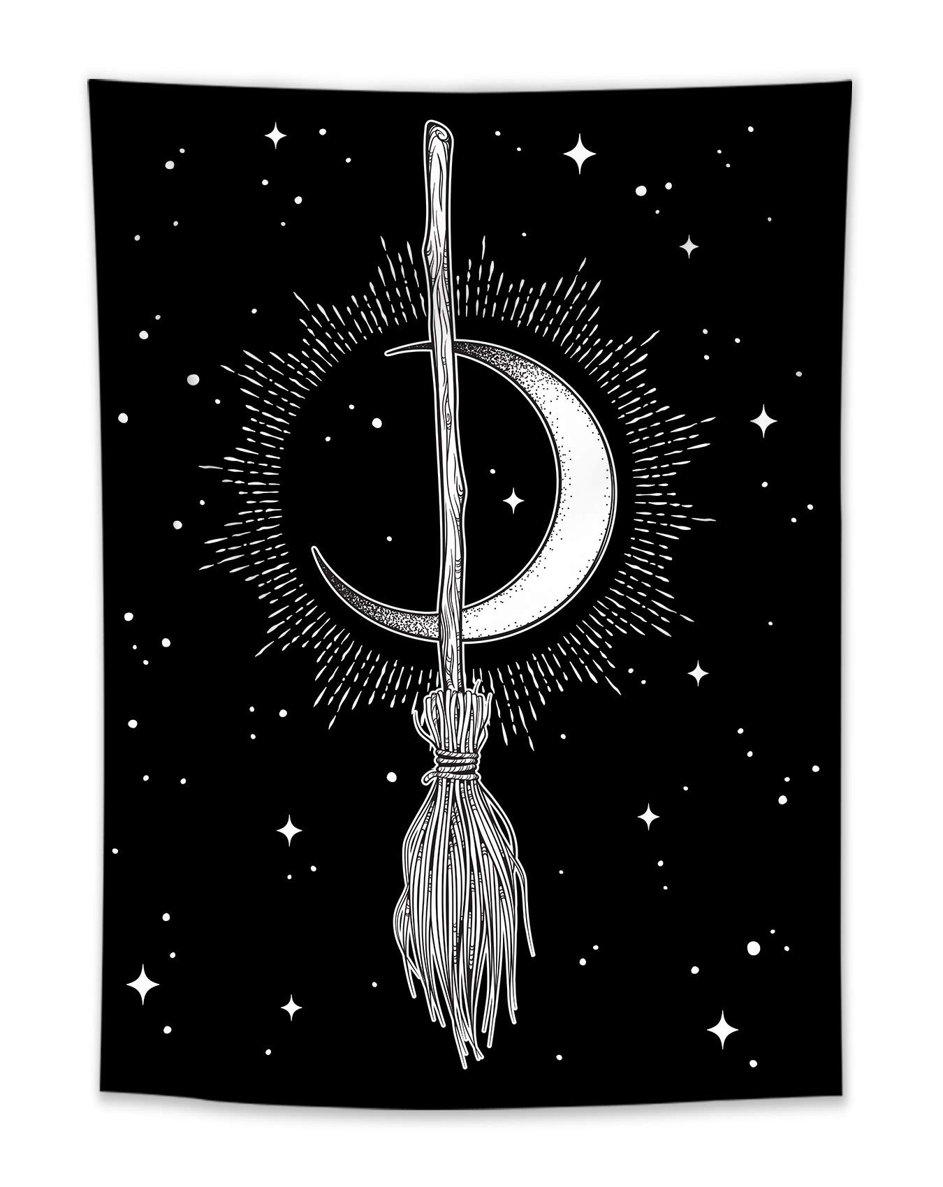 HVEST Witch Moon Tapestry - Bohemian Wall Decor for Bedroom & Living Room - 36x48 Inches - Perfect for Boho Home Decor