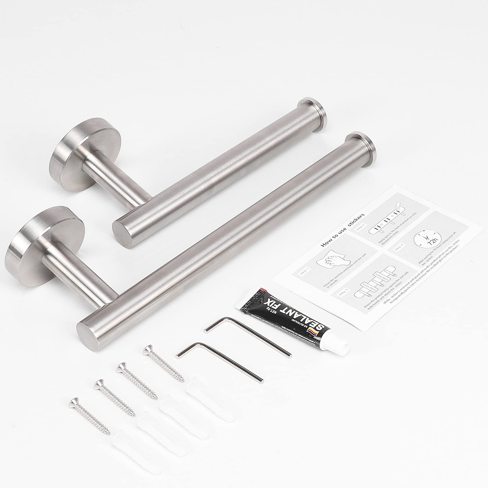 Premium 304 Stainless Steel Bathroom Hardware Set - NearMoon 2-Piece Toilet Paper Holder & Hand Towel Rack Wall Mount (Brushed Nickel) for Bathroom & Kitchen Organization