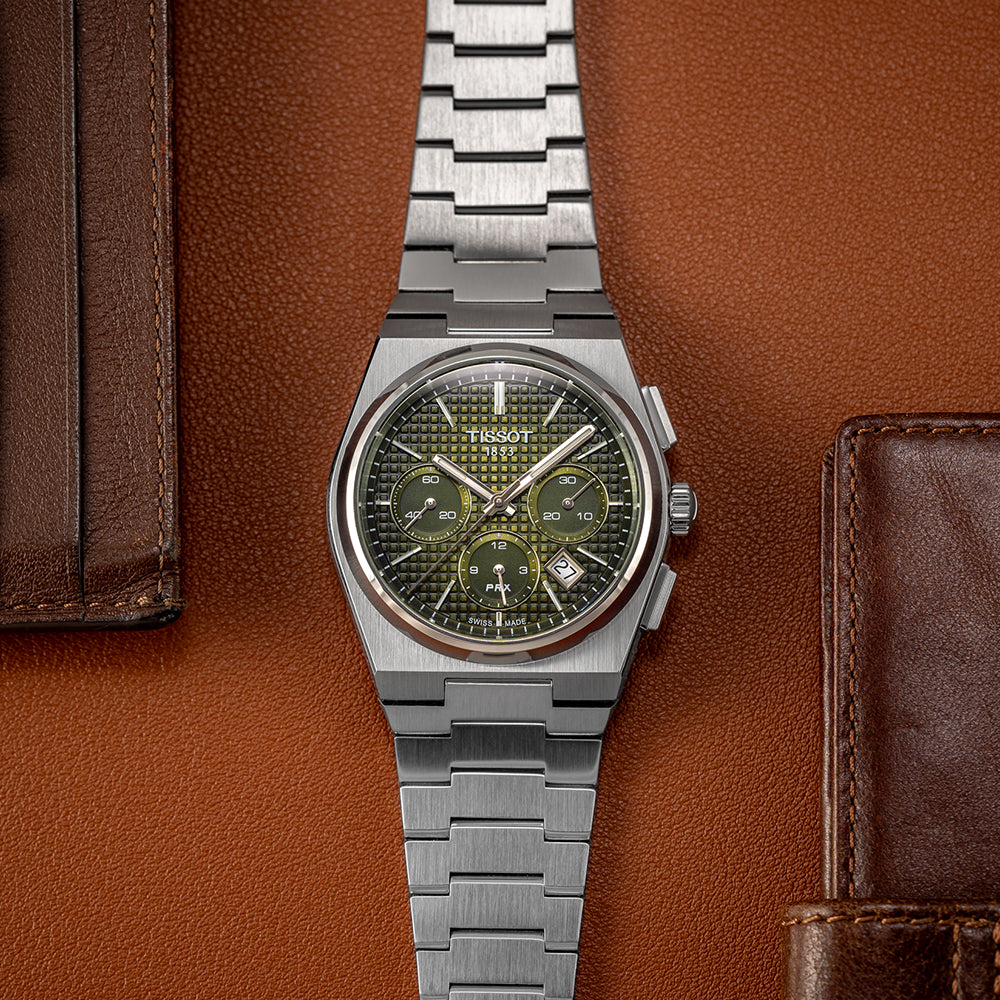 Tissot PRX Chronograph Green 42mm Automatic Watch for Men - Stylish Sports & Dress Timepiece for Business, Casual & Outdoor Activities
