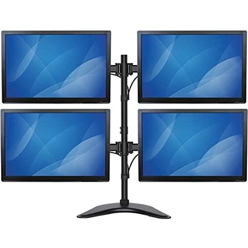 StarTech.com Adjustable Quad Monitor Stand - Articulating Steel Arm for 13” to 27” Screens - VESA Compatible 4 Monitor Mount - Black (ARMBARQUAD) - Perfect for Home Office, Gaming Setup & Multi-Tasking Workspaces