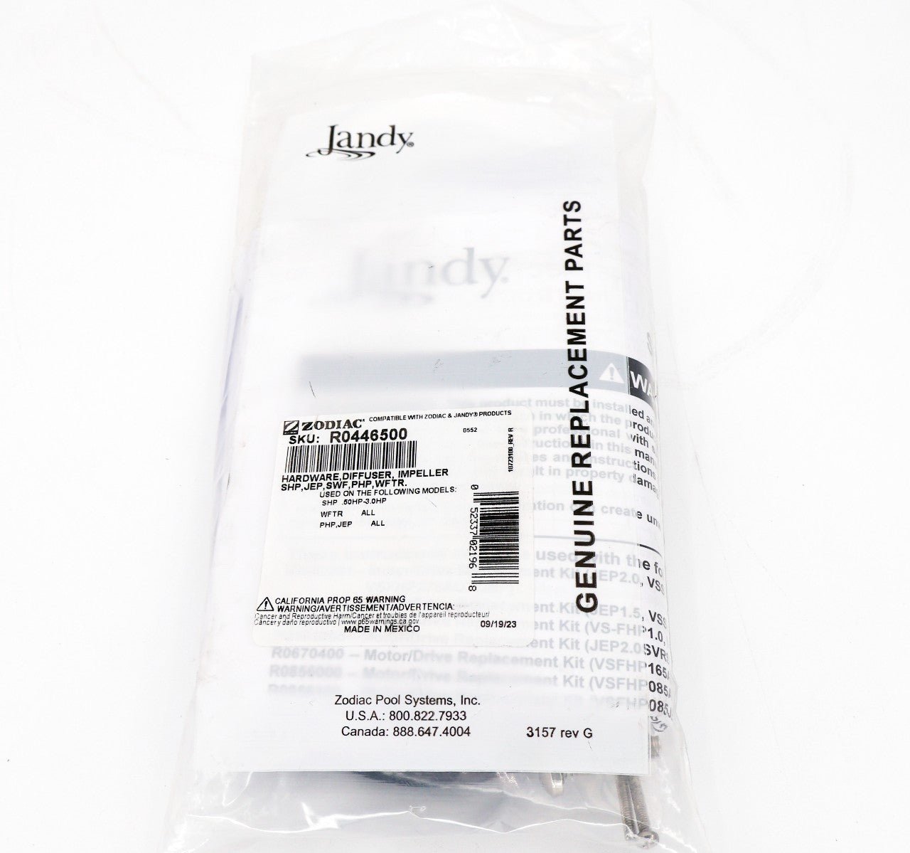 Jandy VS PlusHP Diffuser & Impeller Hardware Kit with O-Rings (R0446500) - Perfect for Pool Pump Repair & Maintenance