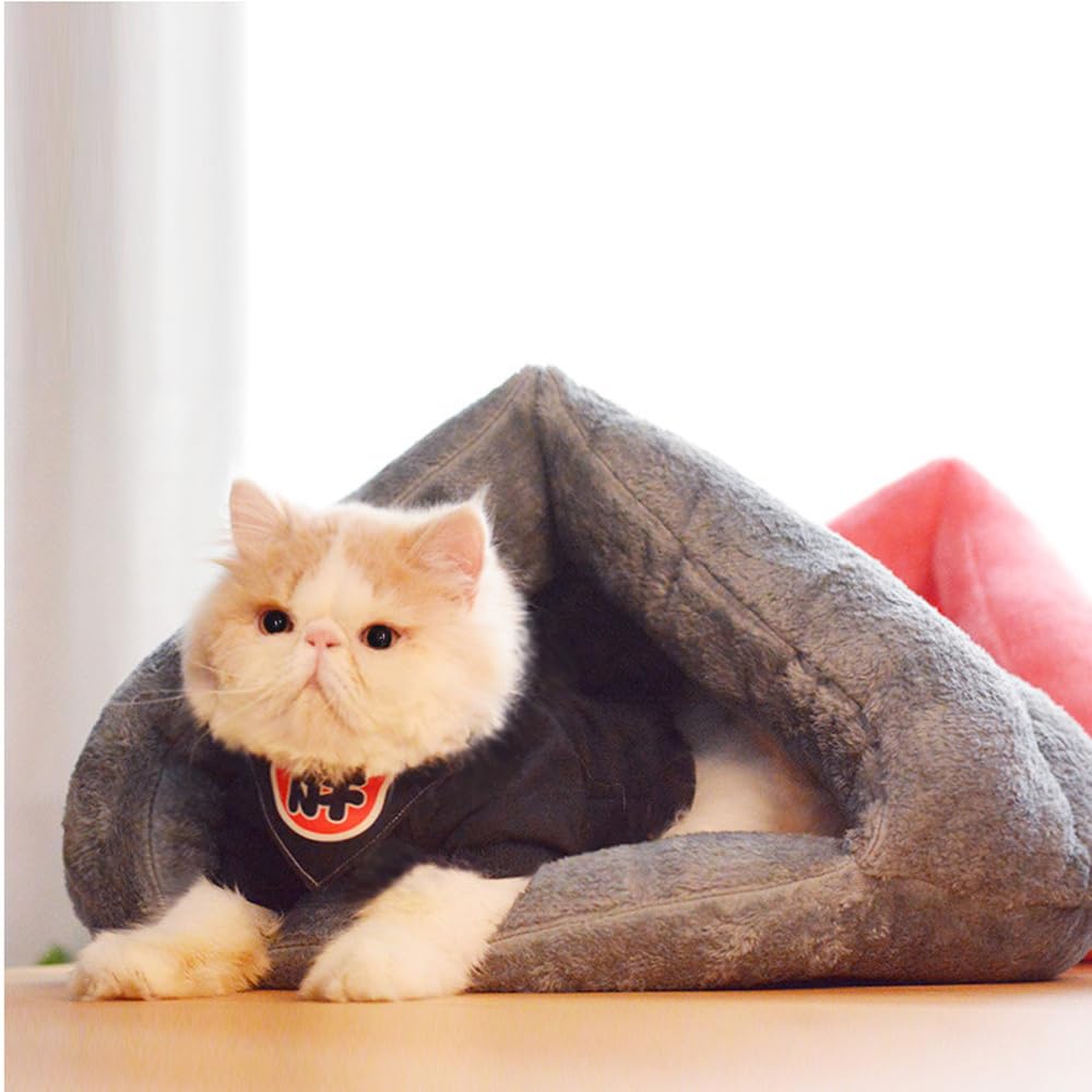 Small Pet Tent Cave Bed - Warm Indoor Nest for Dogs & Cats - Portable, Washable & Foldable - Perfect for Winter Sleep & Cozy Napping