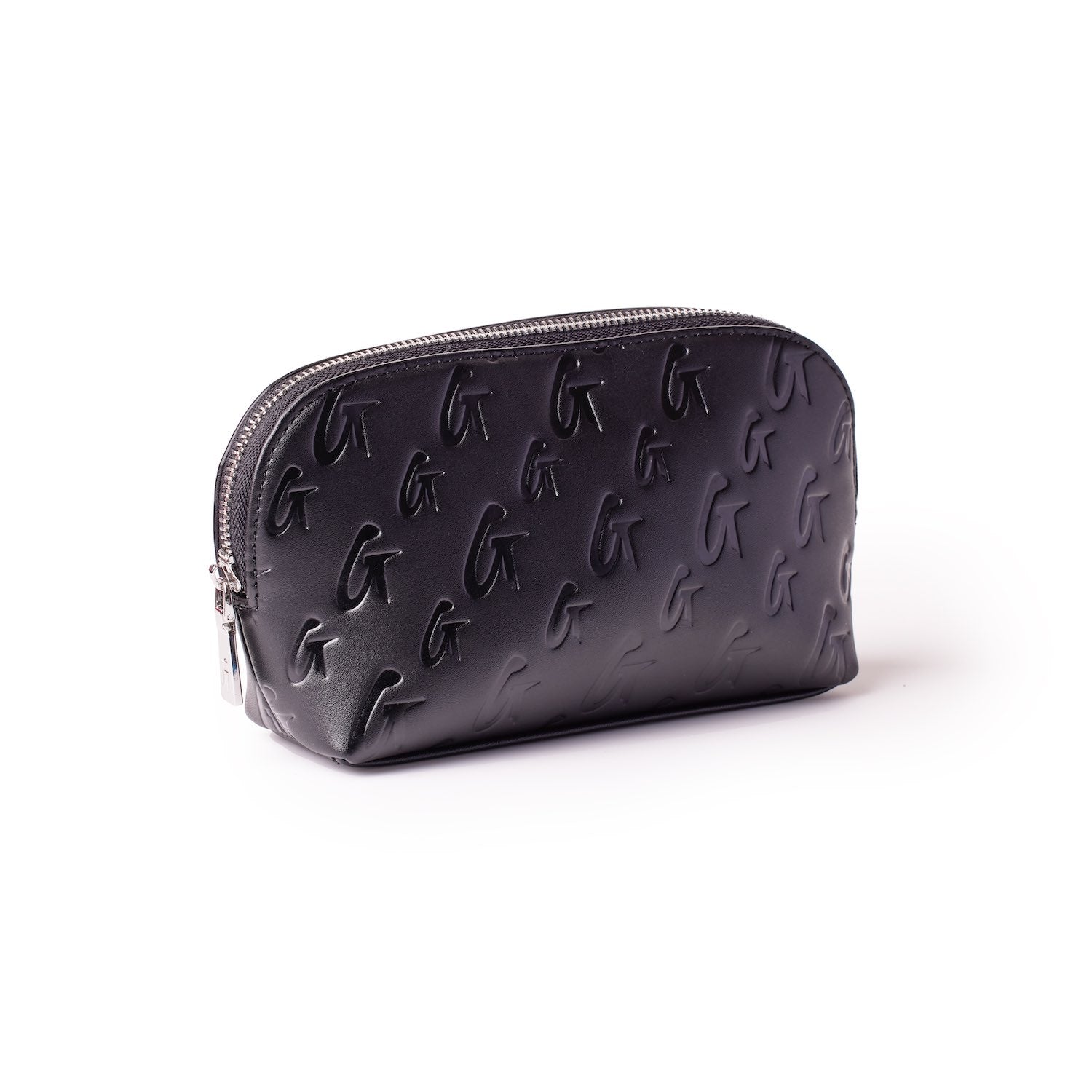 Luxury Monogram Cosmetic Pouch - Black Leather Makeup Bag for Women | Travel Organizer, Toiletry Case & Gift Idea