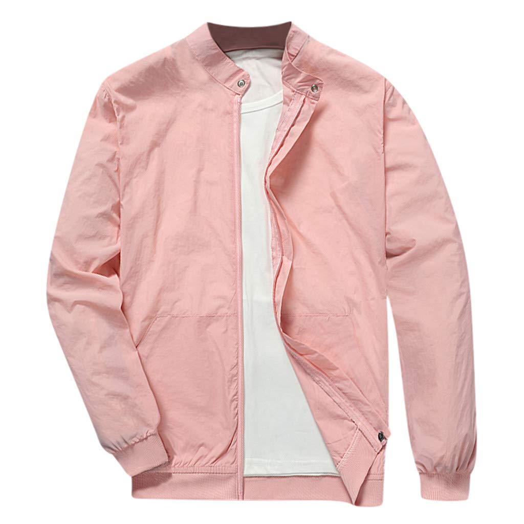 WENKOMG1 Men's Lightweight Spring Solid Color Jacket - Casual Long Sleeve Crewneck Cardigan for Sports & Outdoor Activities | Perfect for Hiking, Travel & Everyday Wear