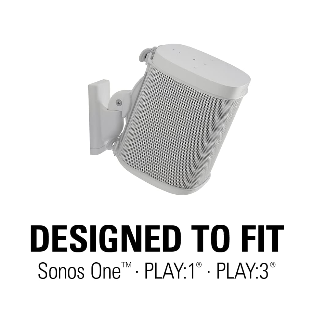 Sanus Wireless Speaker Wall Mount for Sonos ONE, ONE SL, Play:1, Play:3 - In-Wall Cable Management Kit | Secure Speaker Bracket for Home Theater & Living Room | Easy Installation for Clean Audio Setup