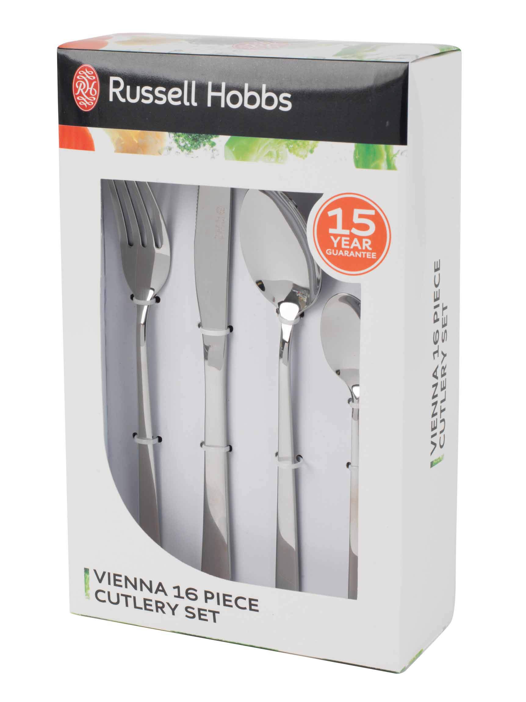 Russell Hobbs RH00022GP 16-Piece Stainless Steel Cutlery Set - Knives, Forks & Spoons for 4 People, Mirror Polish Finish, Dishwasher Safe Flatware for Home & Restaurant Use | Perfect for Dining, Entertaining & Everyday Meals