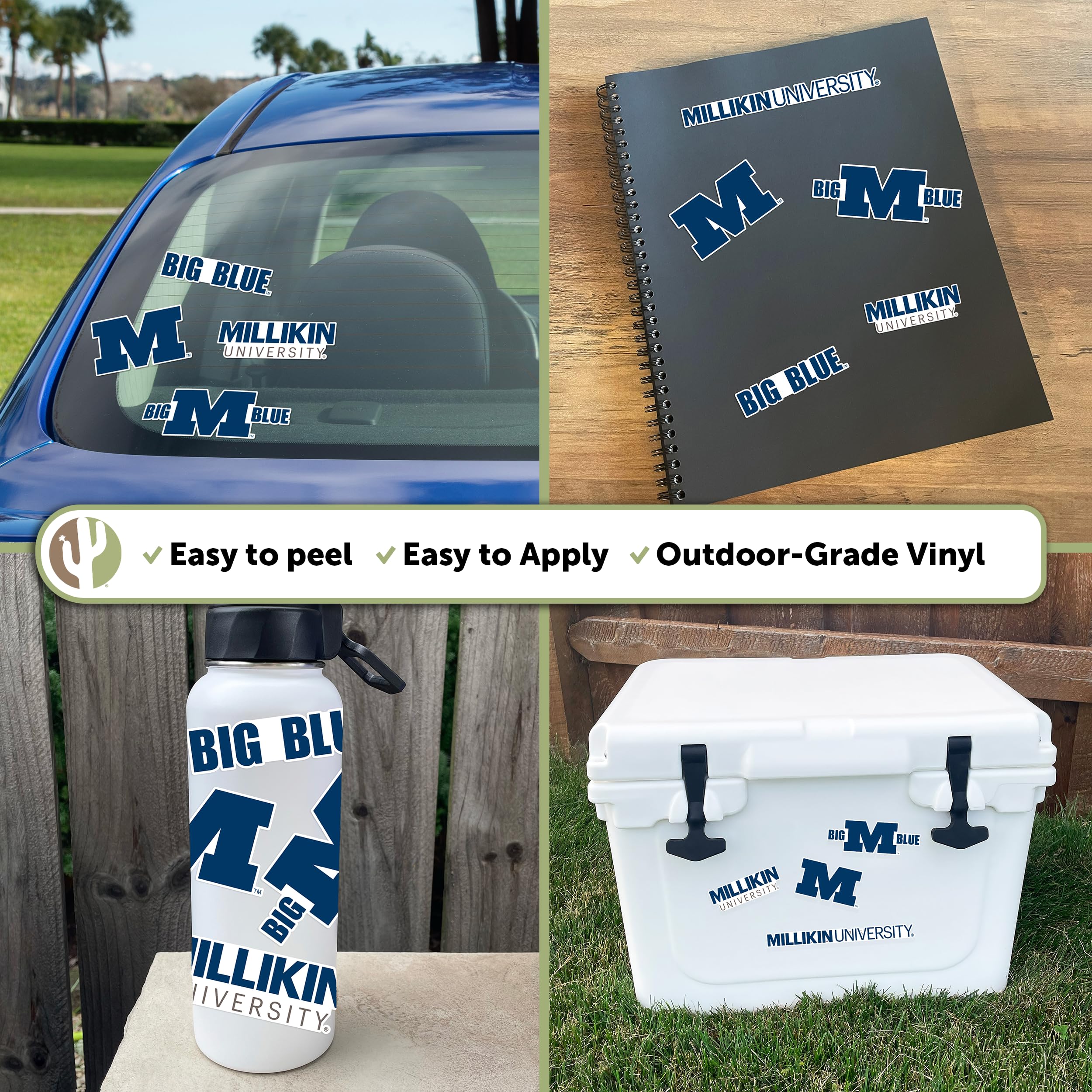 Desert Cactus Millikin University Sticker - MU Big Blue Vinyl Decals for Laptop, Water Bottle, Car & Scrapbook - Premium T2 Vinyl Stickers for College Pride, Dorm Decor & School Spirit | Perfect for Students, Alumni & Fans
