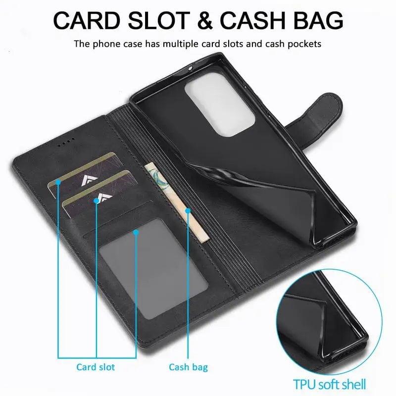 Samsung Galaxy S24 Vegan Leather Wallet Case - Slim Protective Cover with Card Slots | Perfect for Everyday Use, Travel & Business Meetings