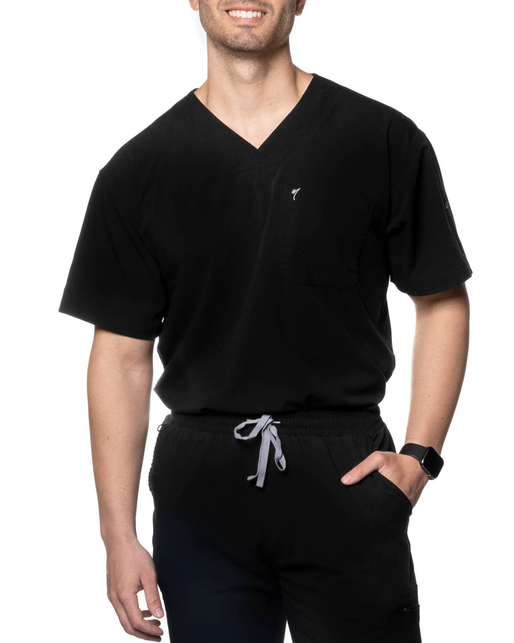 Men's Mim Jogger Scrub Top - Comfortable Medical Uniform in Navy Blue, Black, Burgundy & Green | Perfect for Doctors, Nurses & Healthcare Professionals