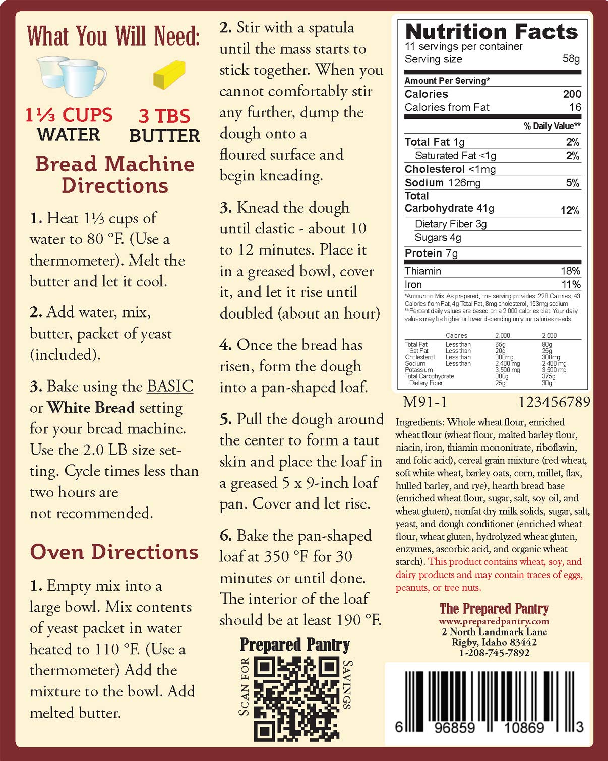 Red River Valley Settlers Multi-Grain Bread Mix - Single Pack for Bread Machine or Oven | Healthy Homemade Bread for Breakfast, Sandwiches & Family Meals