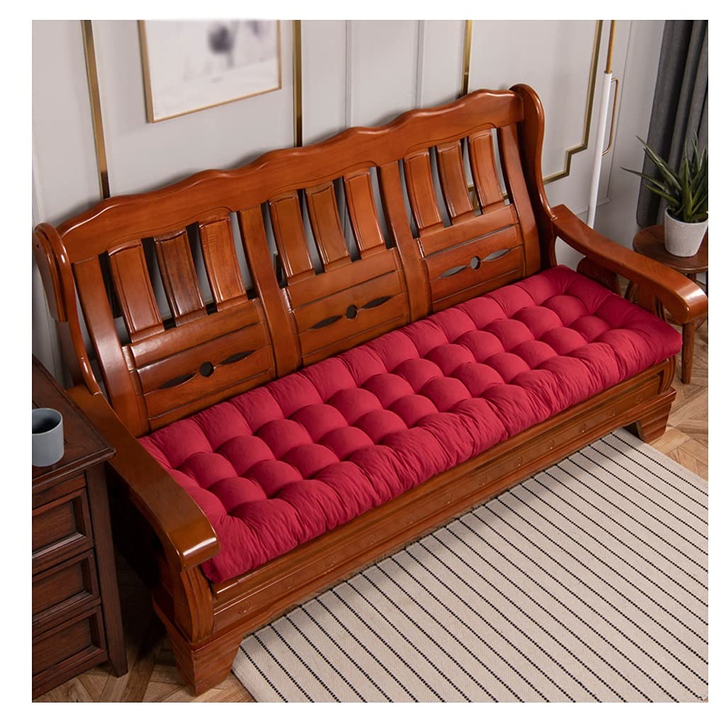 Premium 8cm Thick Outdoor Bench Cushion - Waterproof Cotton Garden Seat Pad for Patio, Deck & Lawn Furniture - Comfortable Lounger Cushion (52x170cm, Red) - Perfect for Garden Benches, Poolside Chairs & Outdoor Relaxation
