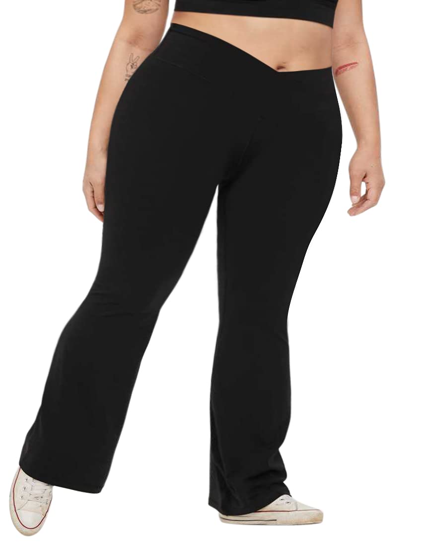 Plus Size Bootcut Yoga Pants for Women - High Waist Wide Leg Flare Workout Leggings, Bootleg Dress Pants for Yoga, Office & Casual Wear