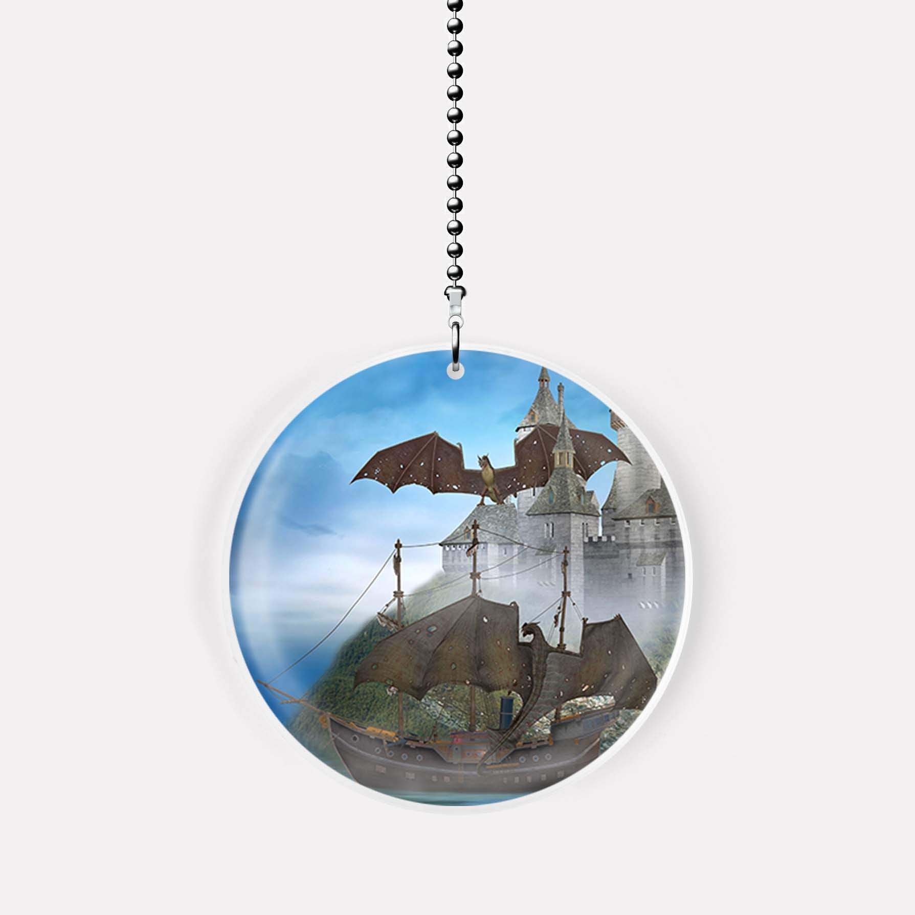 Dragon Castle II Ceiling Fan Light Pull Chain - Fantasy Themed Pull Switch for Bedroom, Living Room, and Kids Room Decor