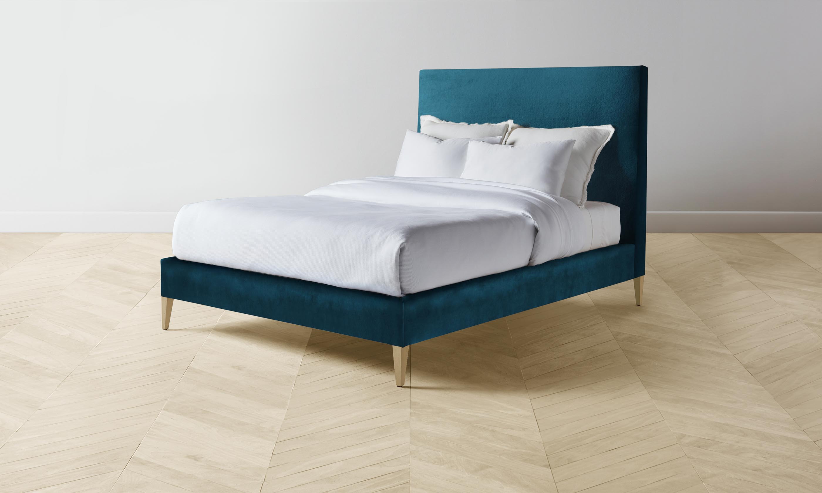 Essex Bed Frame - Premium Performance Velvet in Lagoon Blue for Luxurious Bedroom Decor | Perfect for Master Bedrooms & Guest Rooms