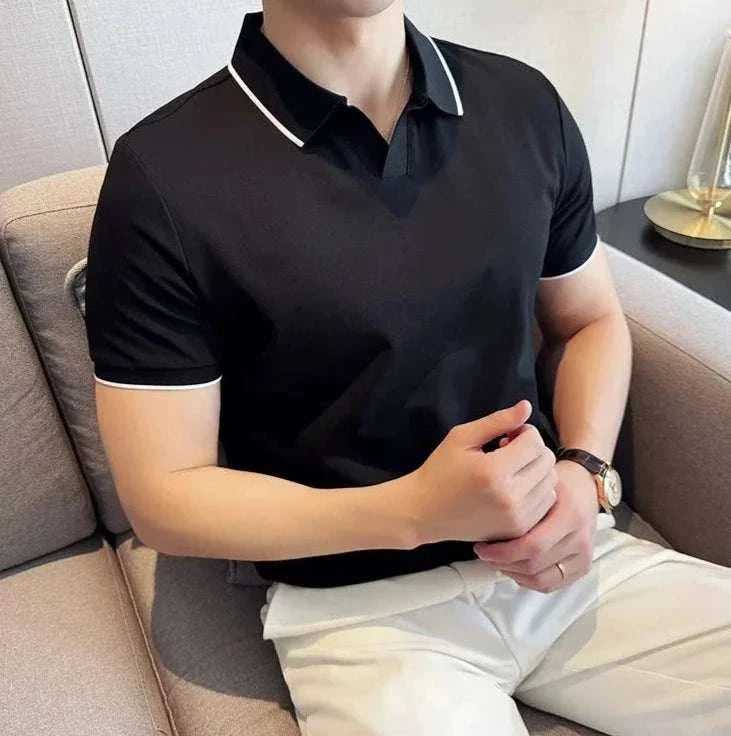British Slim Fit Summer Polo Shirt for Men - Breathable Cotton Casual Short Sleeve Tee - Perfect for Golf, Office & Outdoor Activities