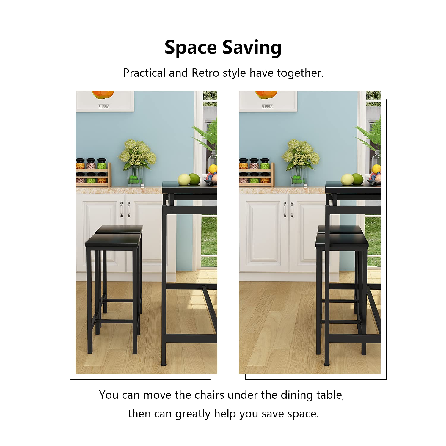 AWQM 5-Piece Modern Dining Table Set with 4 Chairs - Kitchen Breakfast Bar Table & Stool Set for Pub, Living Room, Breakfast Nook - Easy Assembly Home Furniture for Small Spaces & Apartments