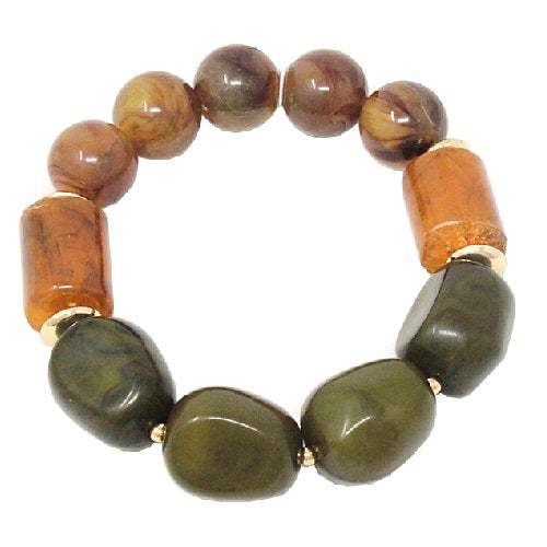 Homaica Beaded Bracelet for Women - Brown & Olive Natural Stone Beads - Boho Chic Handmade Jewelry for Everyday Wear & Special Occasions