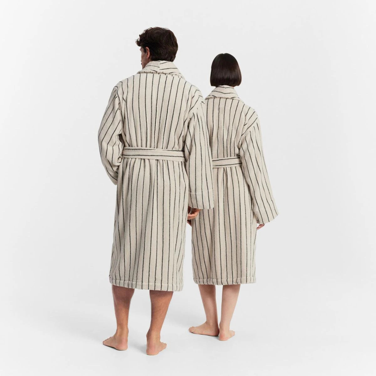 Sheridan AVEN Australian 100% Cotton Bath Robe - Soft & Absorbent Limestone Stripe Design for Spa, Hotel & Home Relaxation