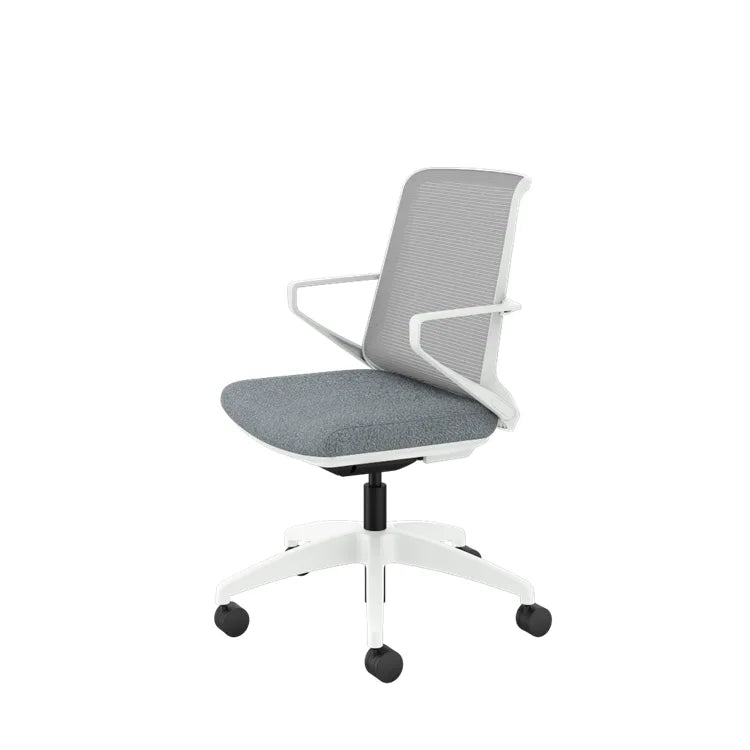Ergonomic Cliq Office Chair with Synchro Tilt - Basalt Fabric & White Designer Frame - Perfect for Home Office, Gaming & Workspaces