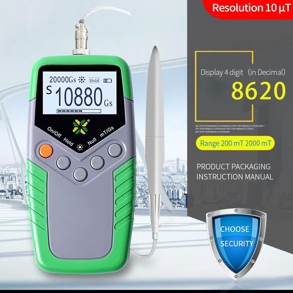 High Precision Digital Tesla Tester & Gaussmeter (0-2400mT) with Metal Probe - Handheld Magnetic Field Meter for Metal Detection, Industrial QA & Scientific Research - 5% Accuracy Tool Kit