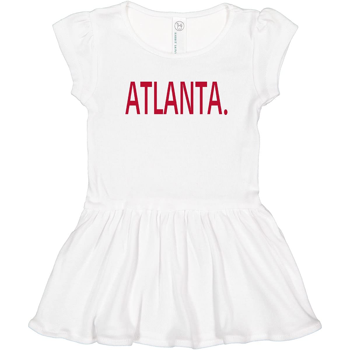 Inktastic Atlanta in Red Text Toddler Dress - Cute Graphic Tee for Girls, Soft Cotton Casual Outfit - Perfect for Playdates, Parties & Everyday Wear