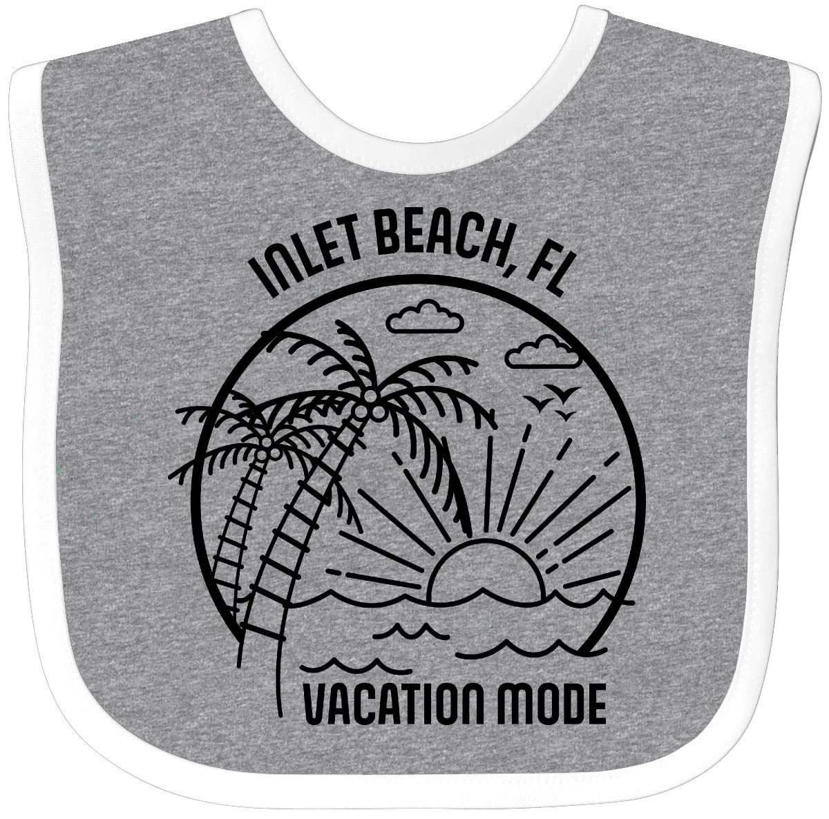 Inktastic Summer Vacation Mode Inlet Beach Florida Baby Bib - Soft Cotton Drool Bib for Infants - Perfect for Beach Trips, Travel & Family Vacations