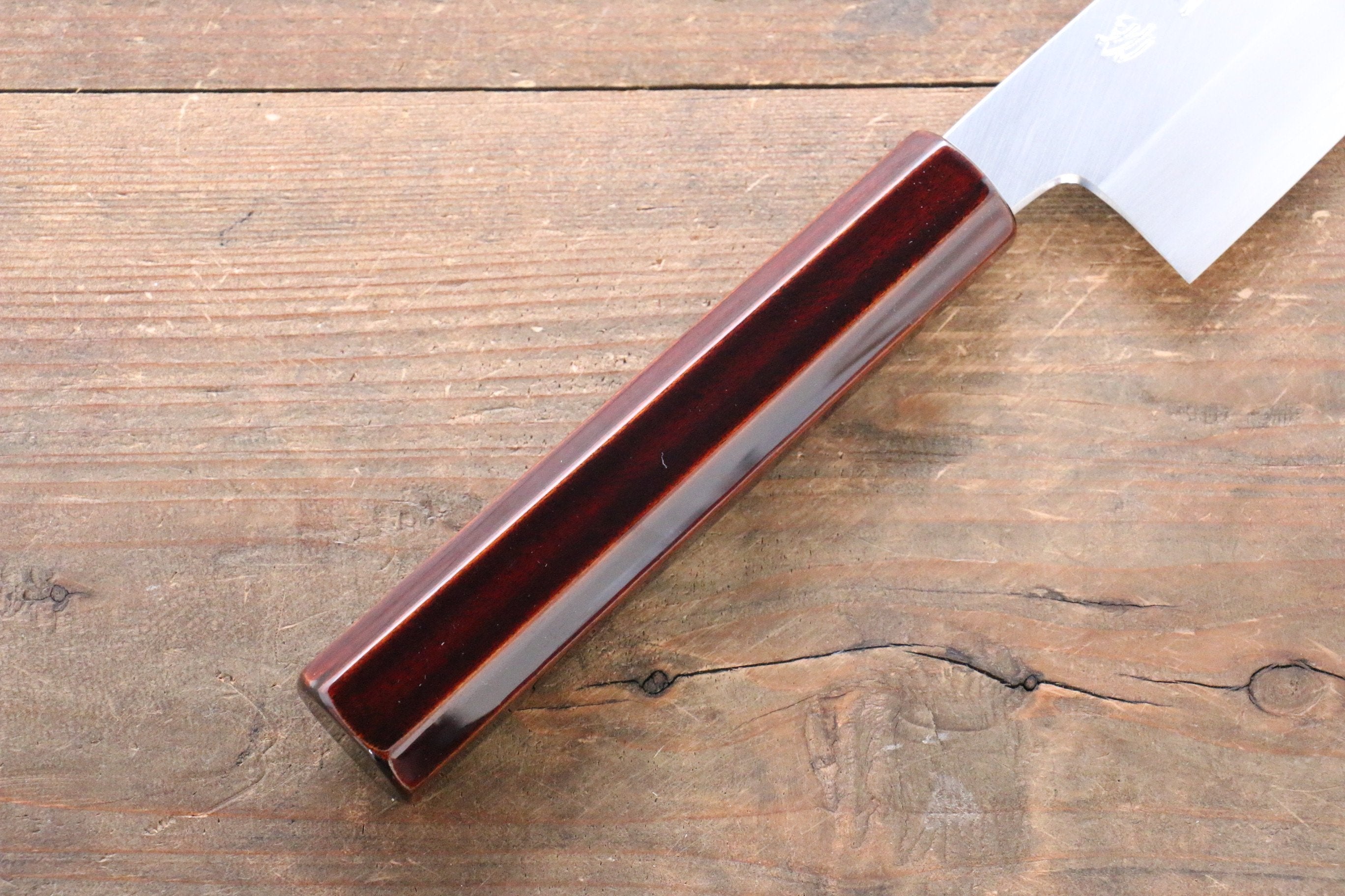 Premium Seisuke Silver Steel No.3 Santoku Knife 165mm - Japanese Chef Knife with Lacquered Wood Handle - Perfect for Slicing, Dicing & Chopping Vegetables, Meat & Fish