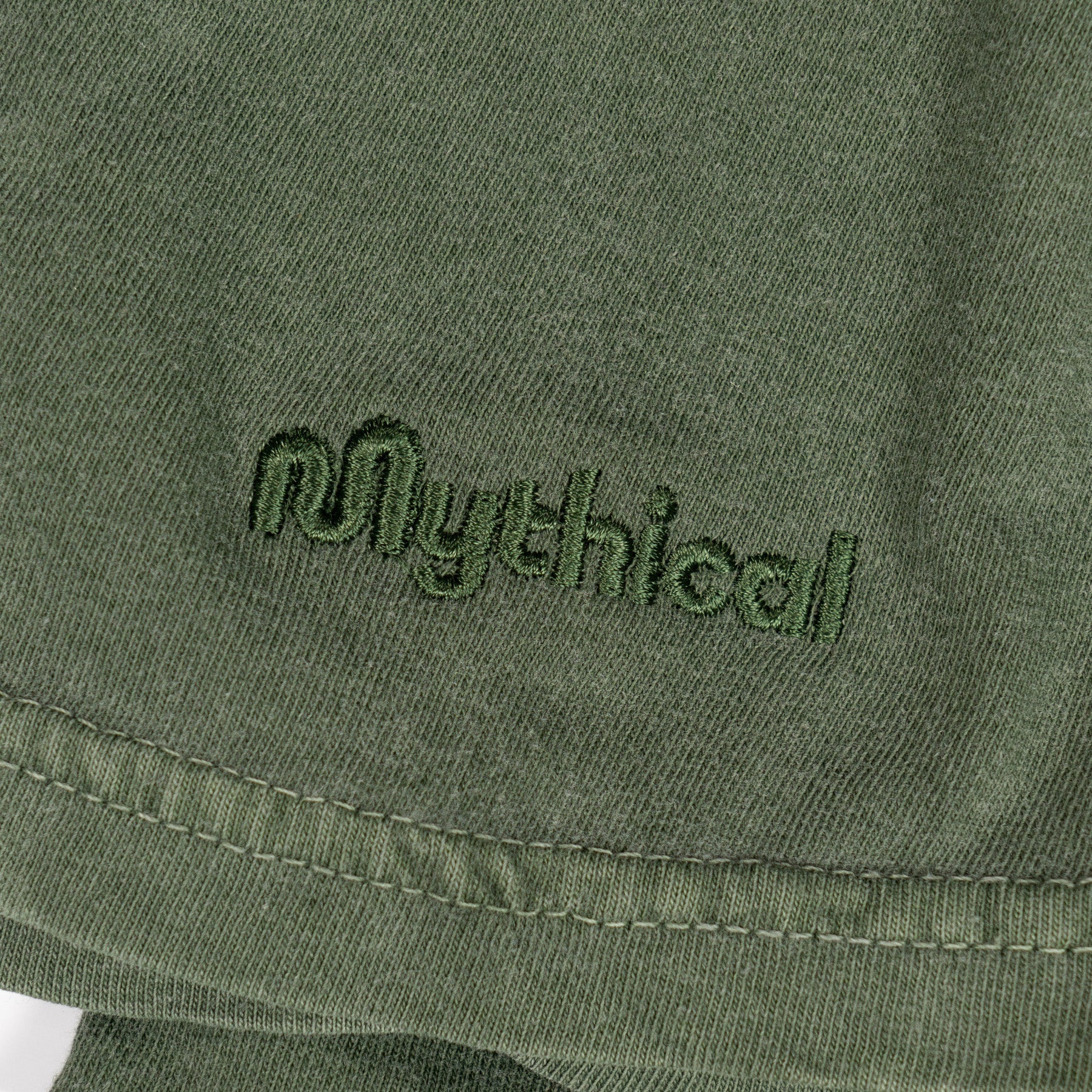 Mythical Embroidered T-Shirt for Men & Women - Olive Green Cotton Graphic Tee - Perfect for Casual Wear, Street Style & Festival Outfits