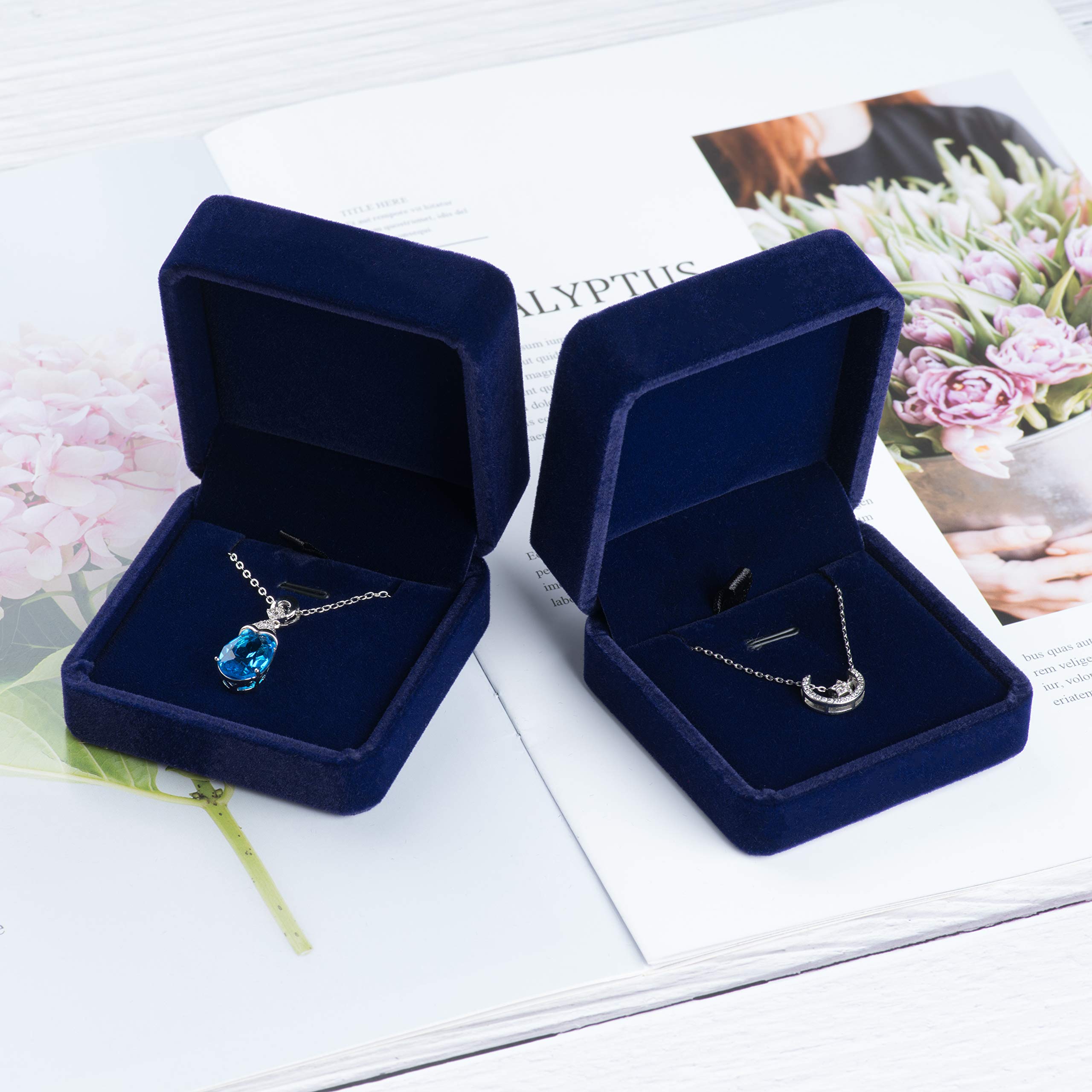 Luxury Velvet Jewelry Gift Box for Necklace & Pendant - Elegant Blue Jewelry Storage Case | Perfect for Gifts, Travel & Home Organization