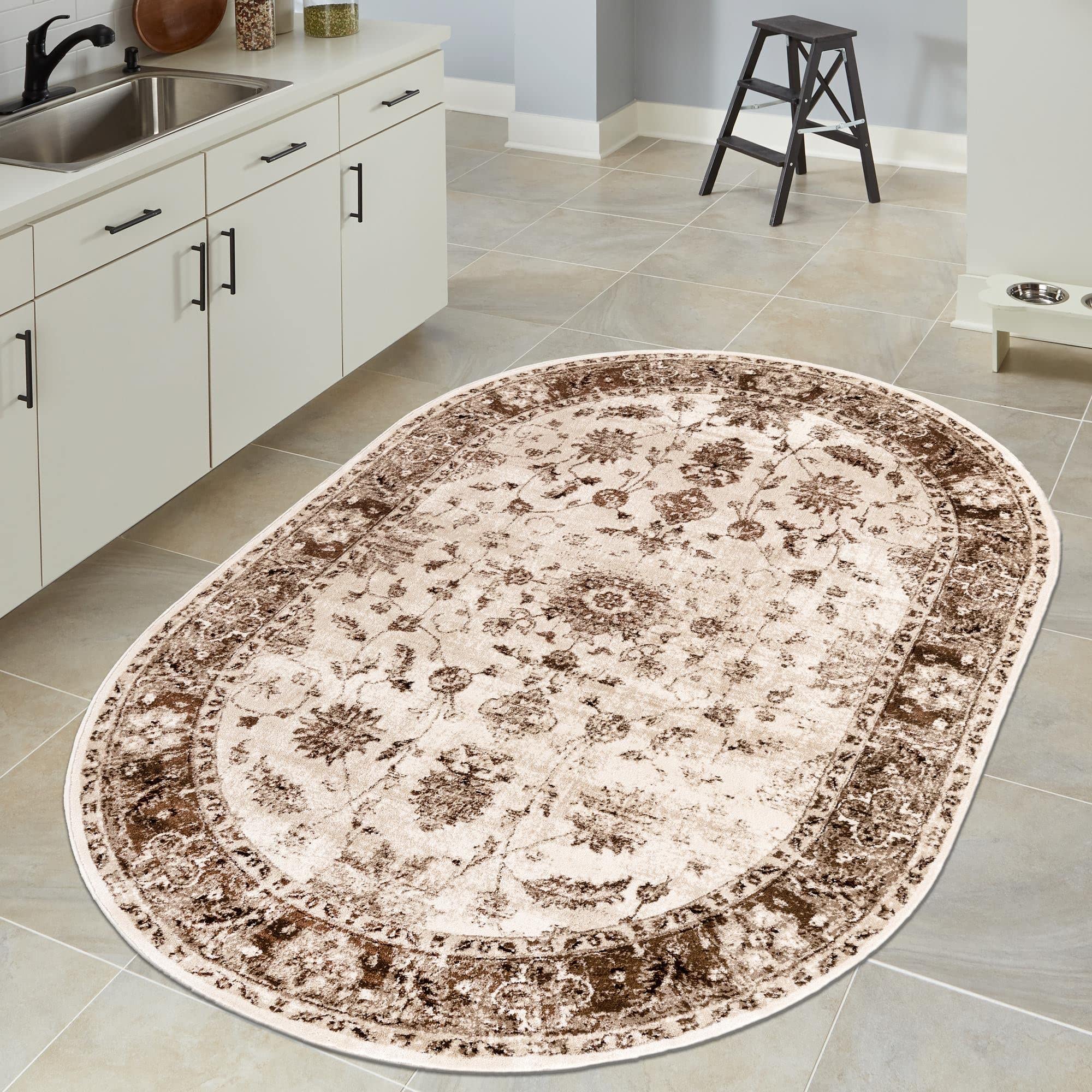 Nepal Collection 4' x 6' Oval Cream Medium Rug - Handmade Wool Area Rug for Living Room, Dining Room & Open Floor Plans | Soft & Durable Home Decor
