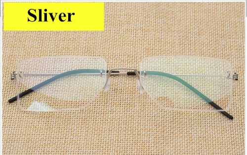 Aimee Unisex Rimless Square Titanium Eyeglasses Frame 4104 - Lightweight Durable Glasses for Work, Reading & Fashion
