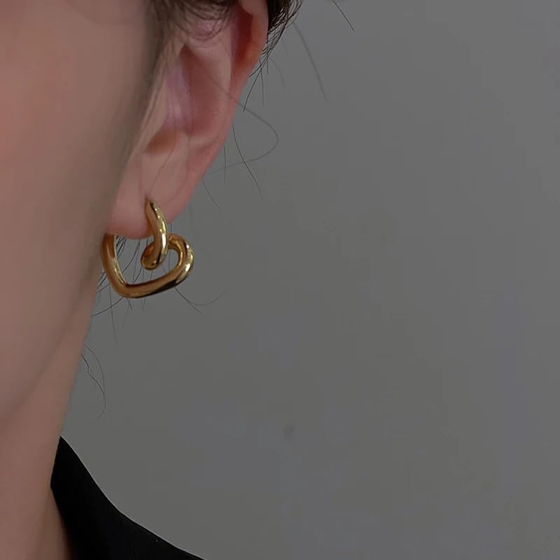 2023 New Korean Fashion Irregular Spiral Metal Heart Drop Earrings for Women - Trendy Party Jewelry Gift for Girls, Elegant Simple Accessories for Date Night & Special Occasions